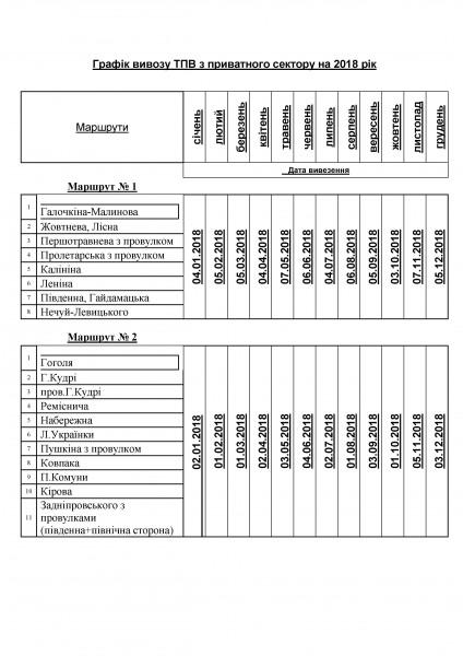 Графік ВИВІЗ СМІТТЯ НА 2018 рік - 0001